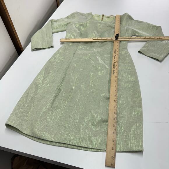 Rachel Roy Dress Womens 0 Green Metallic Jacquard Mini‎ Sheath - Picture 9 of 9